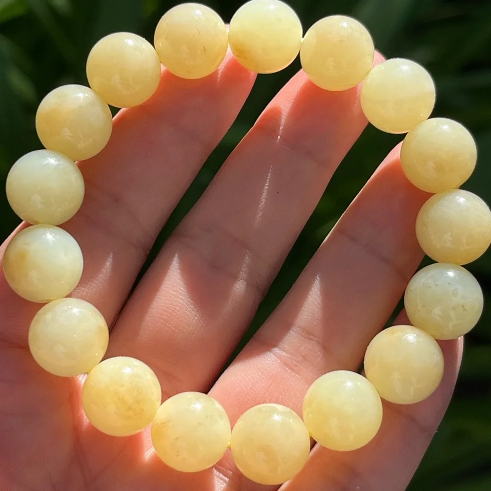 12mm stretchable yellow jade bracelet‎ 0327